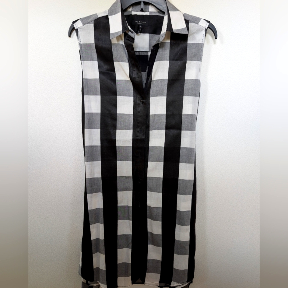 Rag & bone black and white checkered emo 90s nostalgia dress